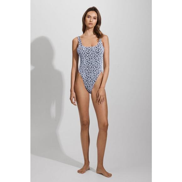 GOOD AMERICAN Blue Always Fits Textured Leopard Print Swimsuit 2XL/3XL - Picture 1 of 6